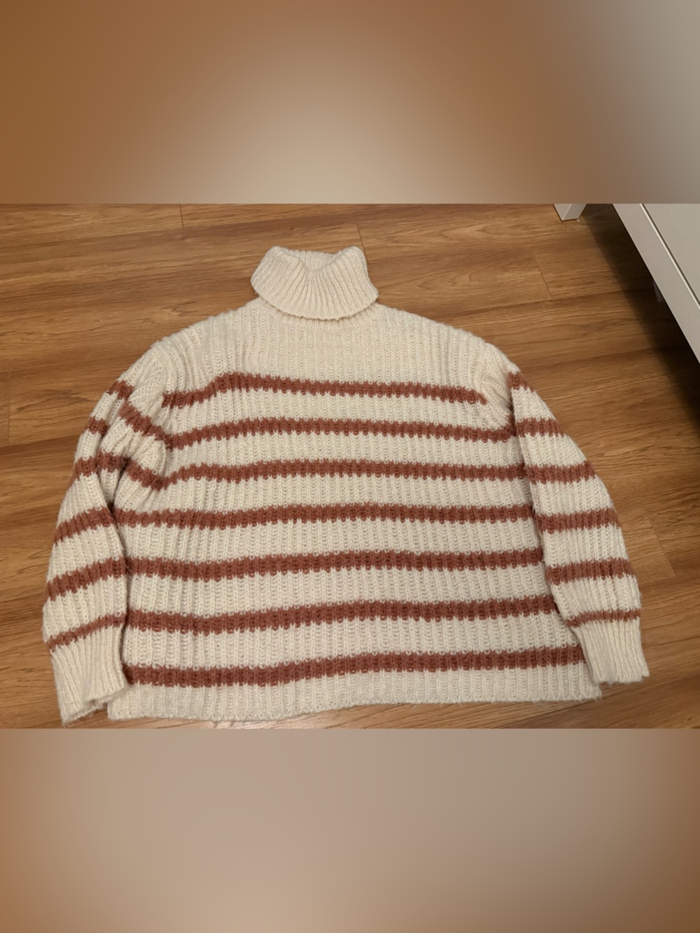 Sadie & Sage Cream and Rust-Striped Turtleneck Sweater